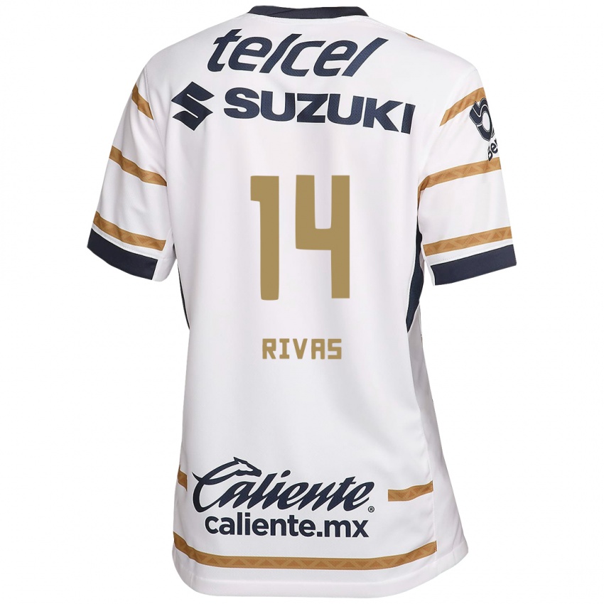 Femme Maillot Jesús Rivas #14 Obsidienne Blanche Tenues Domicile 2024/25 T-Shirt Belgique