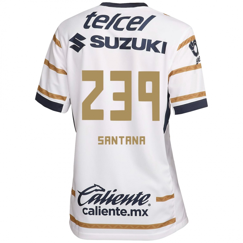 Femme Maillot Guillermo Santana #239 Obsidienne Blanche Tenues Domicile 2024/25 T-Shirt Belgique