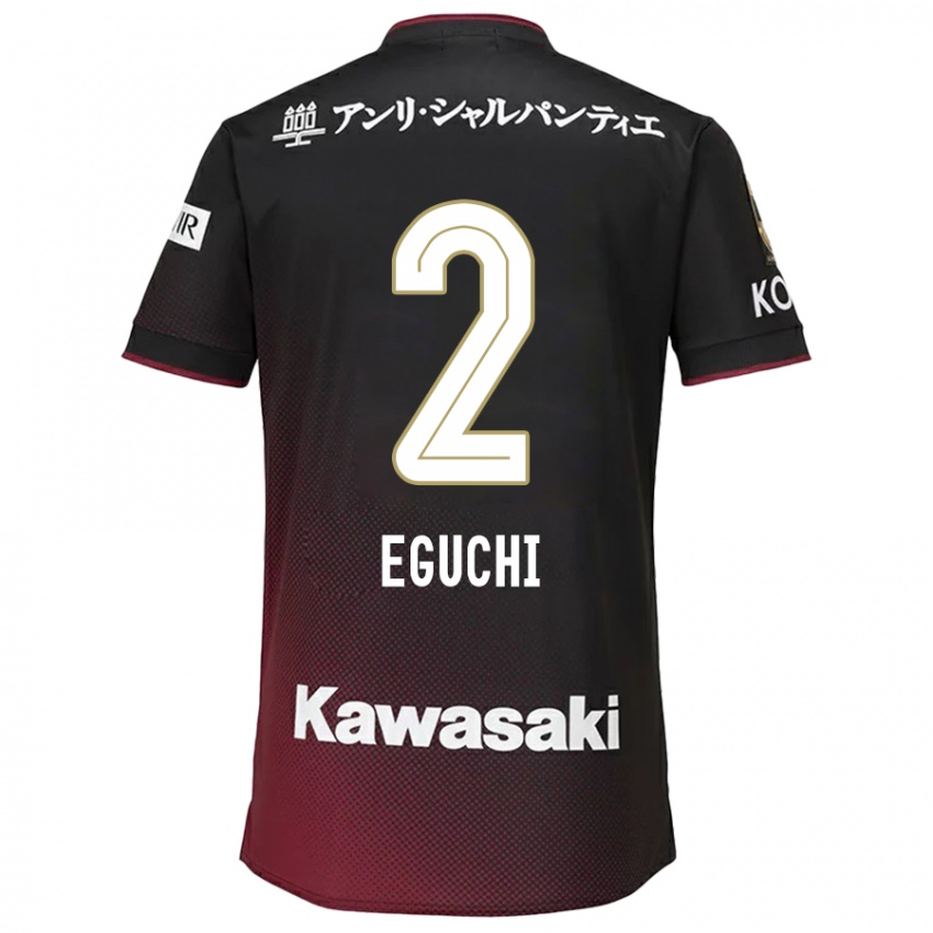 Damen Takuma Eguchi #2 Schwarz Rot Heimtrikot Trikot 2024/25 T-Shirt Belgien