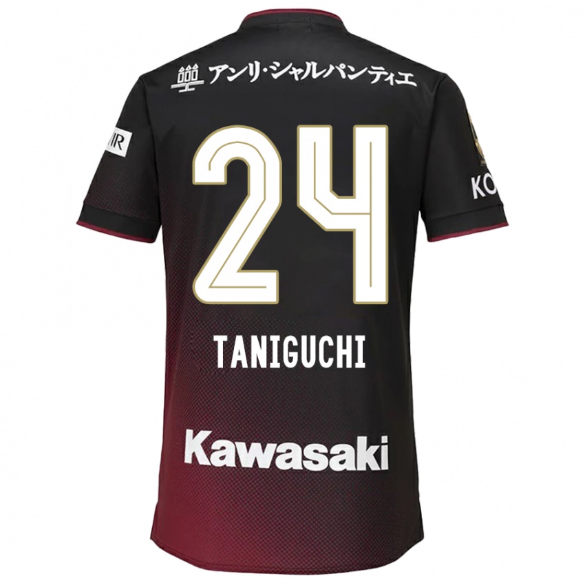 Damen Hiroto Taniguchi #24 Schwarz Rot Heimtrikot Trikot 2024/25 T-Shirt Belgien