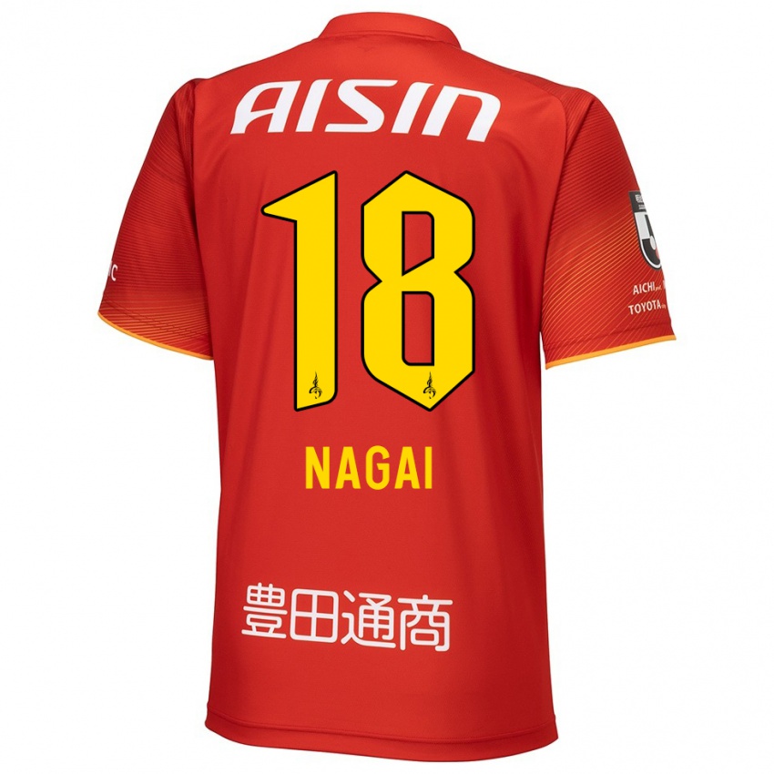 Dames Kensuke Nagai #18 Rood Wit Geel Thuisshirt Thuistenue 2024/25 T-Shirt België