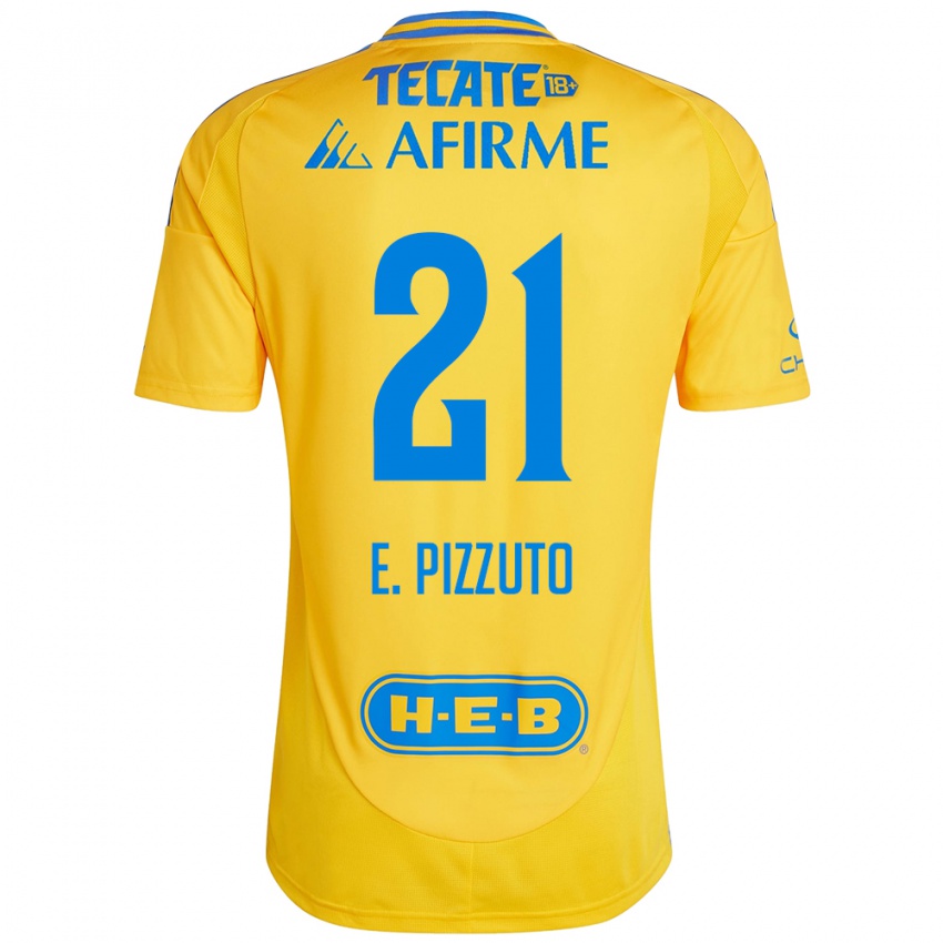 Femme Maillot Eugenio Pizzuto #21 Or Jaune Tenues Domicile 2024/25 T-Shirt Belgique