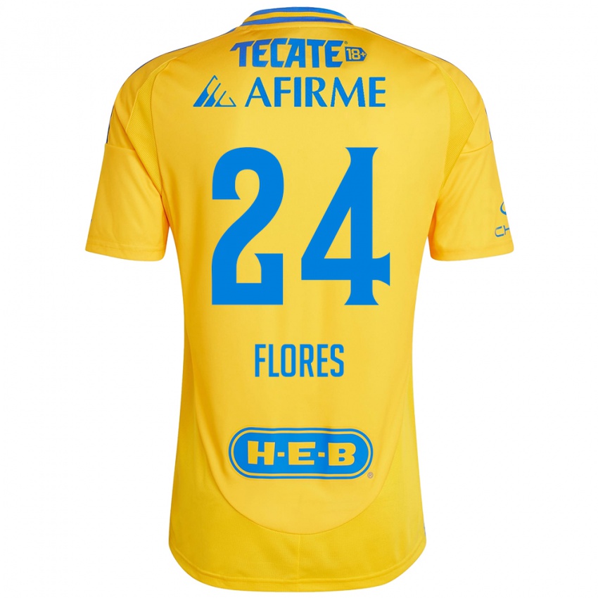 Femme Maillot Marcelo Flores #24 Or Jaune Tenues Domicile 2024/25 T-Shirt Belgique