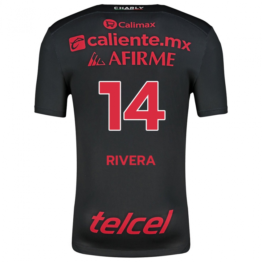 Femme Maillot Christian Rivera #14 Noir Rouge Tenues Domicile 2024/25 T-Shirt Belgique