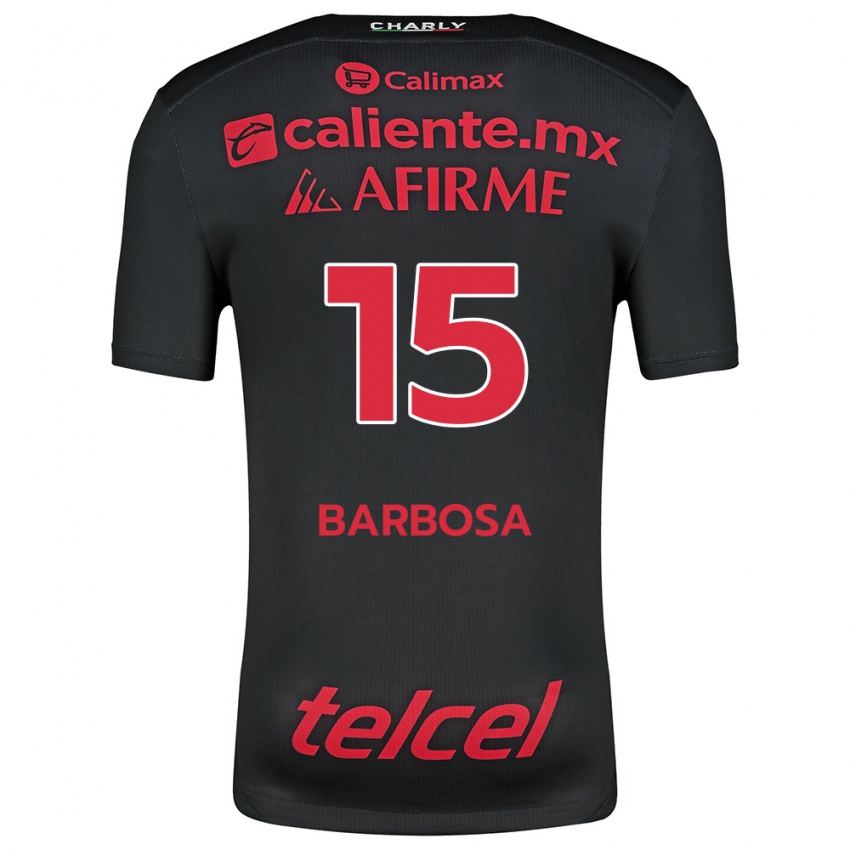 Femme Maillot Diego Barbosa #15 Noir Rouge Tenues Domicile 2024/25 T-Shirt Belgique