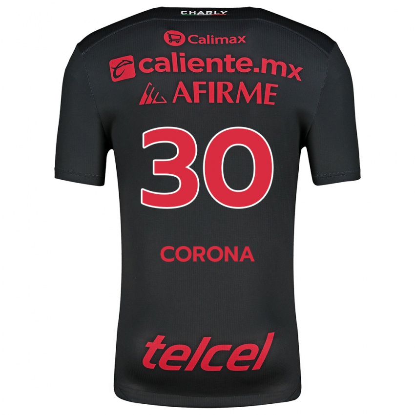 Dames Jesús Corona #30 Zwart Rood Thuisshirt Thuistenue 2024/25 T-Shirt België