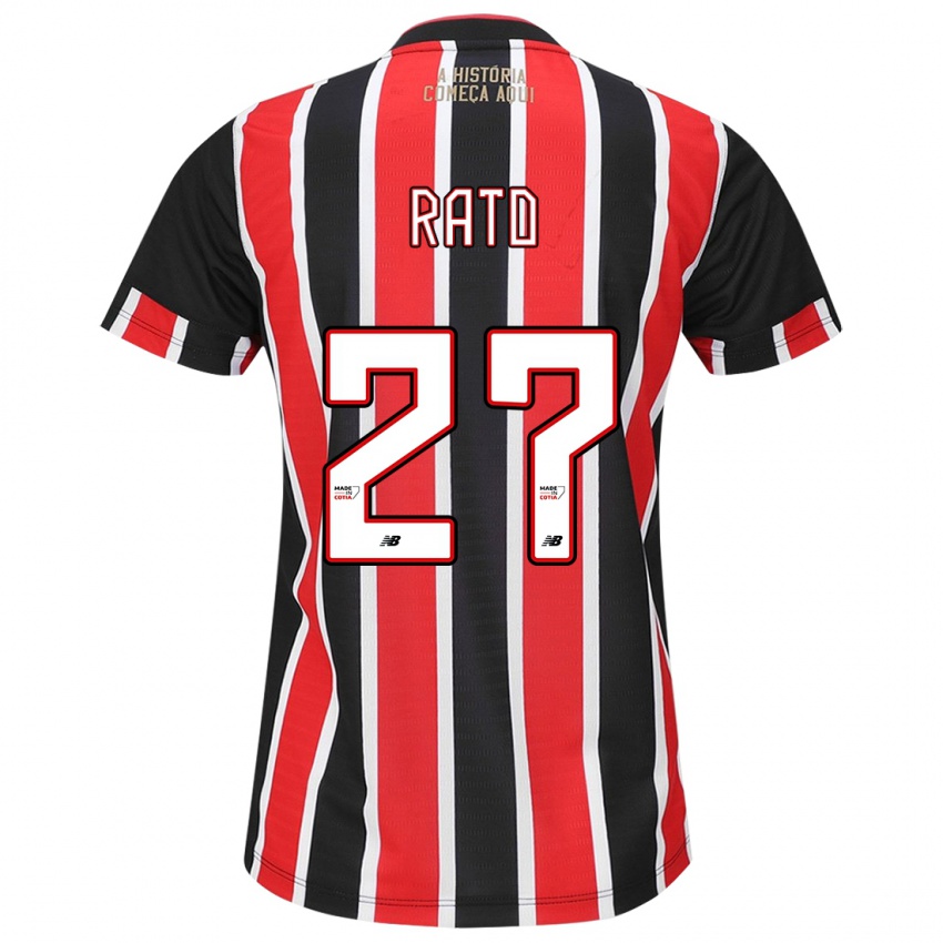 Dames Wellington Rato #27 Zwart Rood Wit Uitshirt Uittenue 2024/25 T-Shirt België