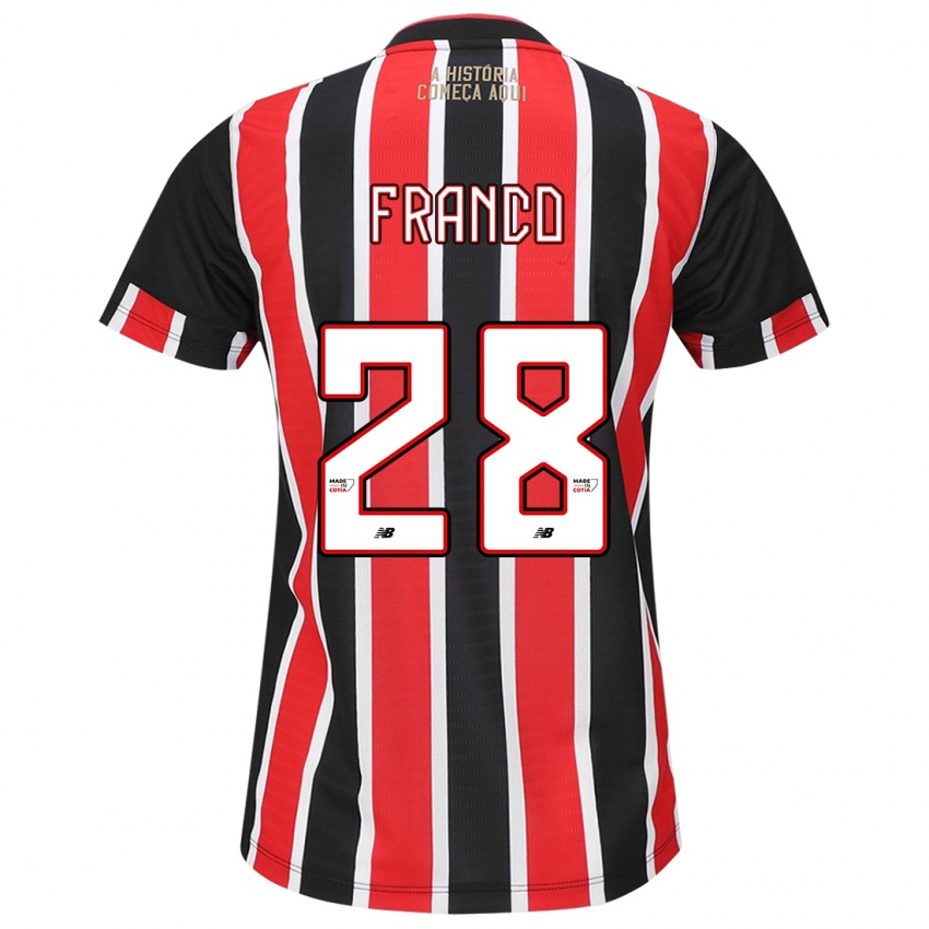 Dames Alan Franco #28 Zwart Rood Wit Uitshirt Uittenue 2024/25 T-Shirt België