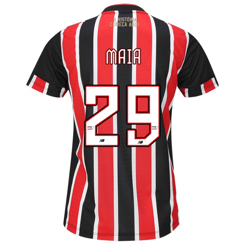 Dames Pablo Maia #29 Zwart Rood Wit Uitshirt Uittenue 2024/25 T-Shirt België