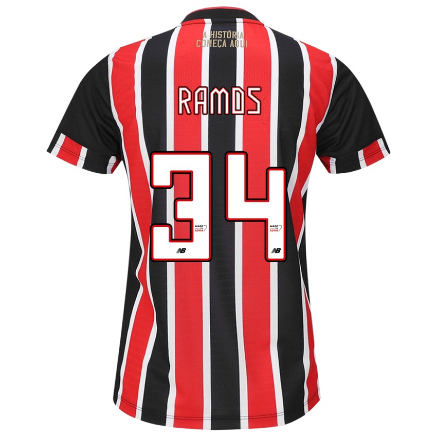 Dames Raí Ramos #34 Zwart Rood Wit Uitshirt Uittenue 2024/25 T-Shirt België