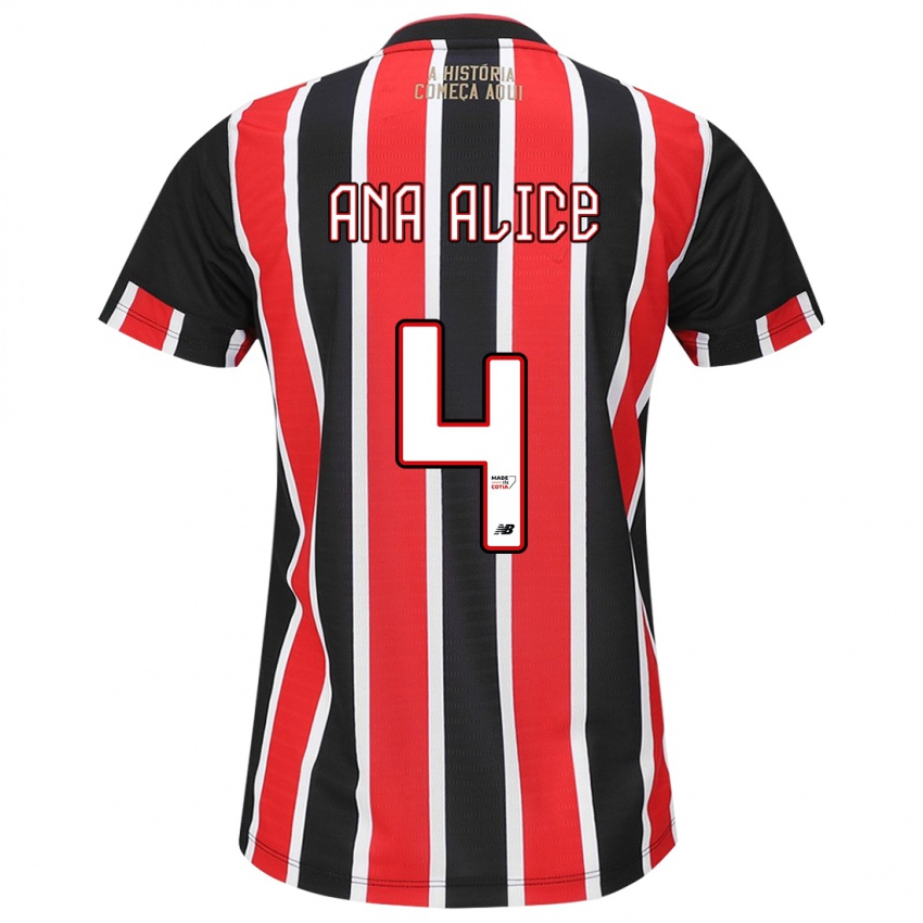 Dames Ana Alice Luciano Da Silva #4 Zwart Rood Wit Uitshirt Uittenue 2024/25 T-Shirt België