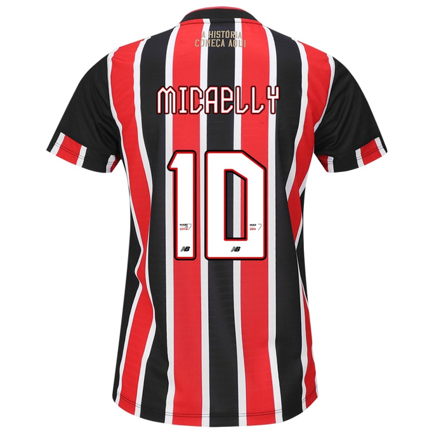 Dames Micaelly #10 Zwart Rood Wit Uitshirt Uittenue 2024/25 T-Shirt België