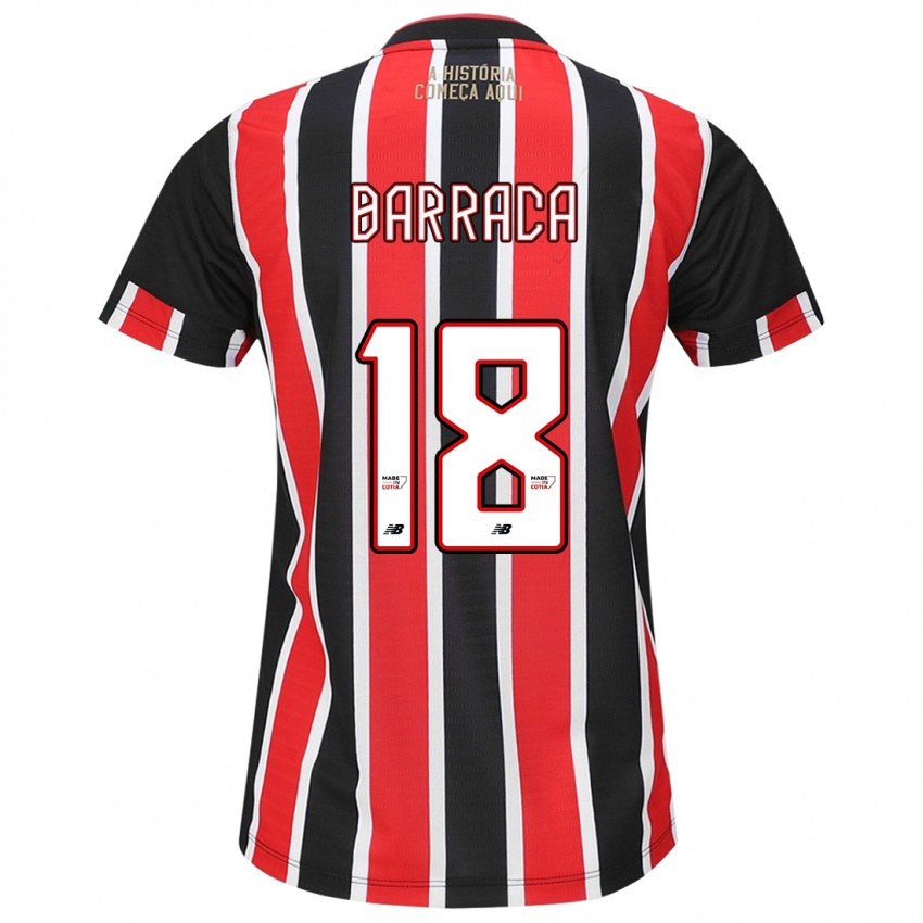 Dames Barraca #18 Zwart Rood Wit Uitshirt Uittenue 2024/25 T-Shirt België