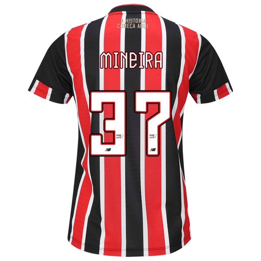 Dames Rafa Mineira #37 Zwart Rood Wit Uitshirt Uittenue 2024/25 T-Shirt België