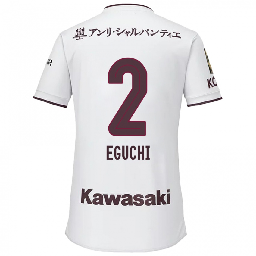 Damen Takuma Eguchi #2 Weiß Rot Auswärtstrikot Trikot 2024/25 T-Shirt Belgien