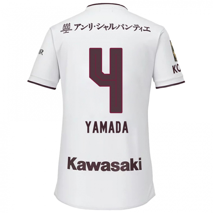 Damen Kaito Yamada #4 Weiß Rot Auswärtstrikot Trikot 2024/25 T-Shirt Belgien