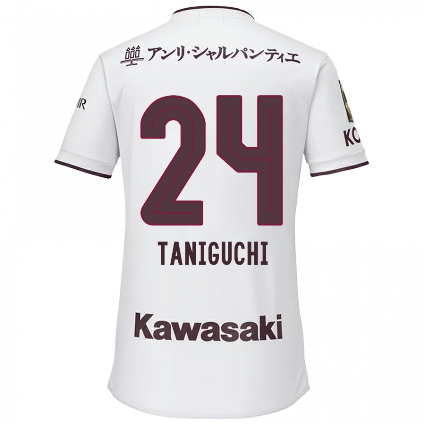 Damen Hiroto Taniguchi #24 Weiß Rot Auswärtstrikot Trikot 2024/25 T-Shirt Belgien