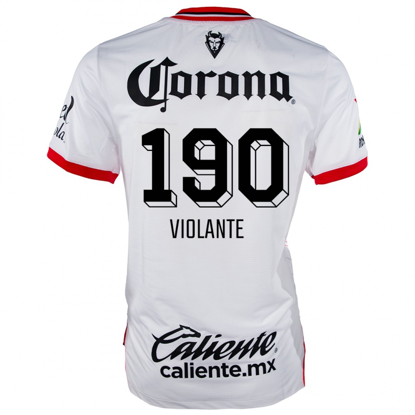 Femme Maillot Isaías Violante #190 Blanc Rouge Tenues Extérieur 2024/25 T-Shirt Belgique