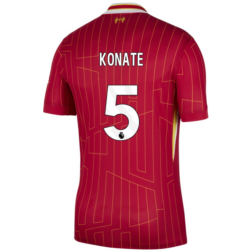 Kinder Ibrahima Konate #5 Rot Gelb Weiß Heimtrikot Trikot 2024/25 T-Shirt Belgien