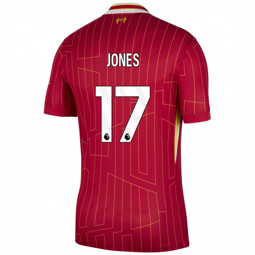 Kinder Curtis Jones #17 Rot Gelb Weiß Heimtrikot Trikot 2024/25 T-Shirt Belgien