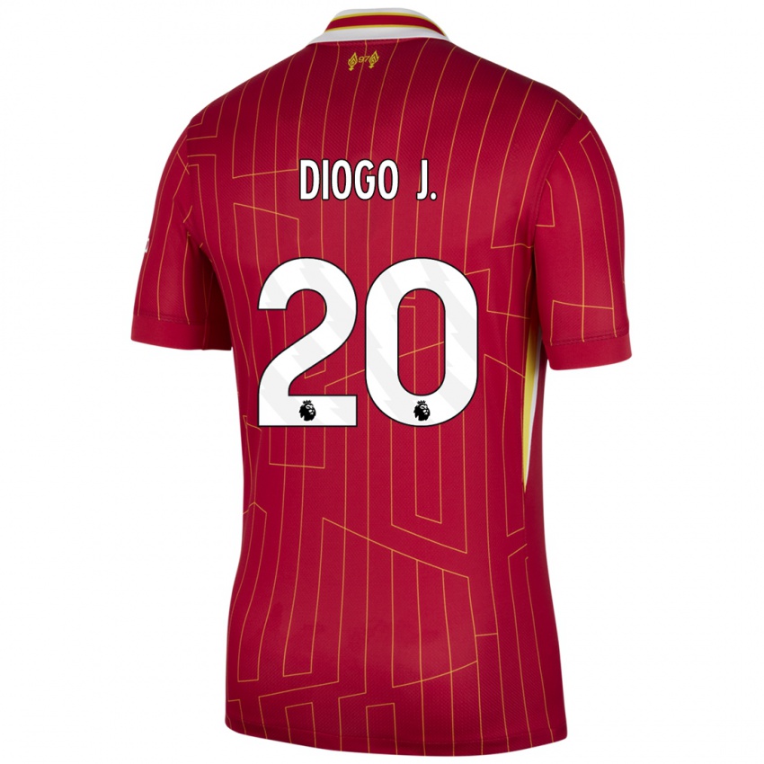 Kinder Diogo Jota #20 Rot Gelb Weiß Heimtrikot Trikot 2024/25 T-Shirt Belgien