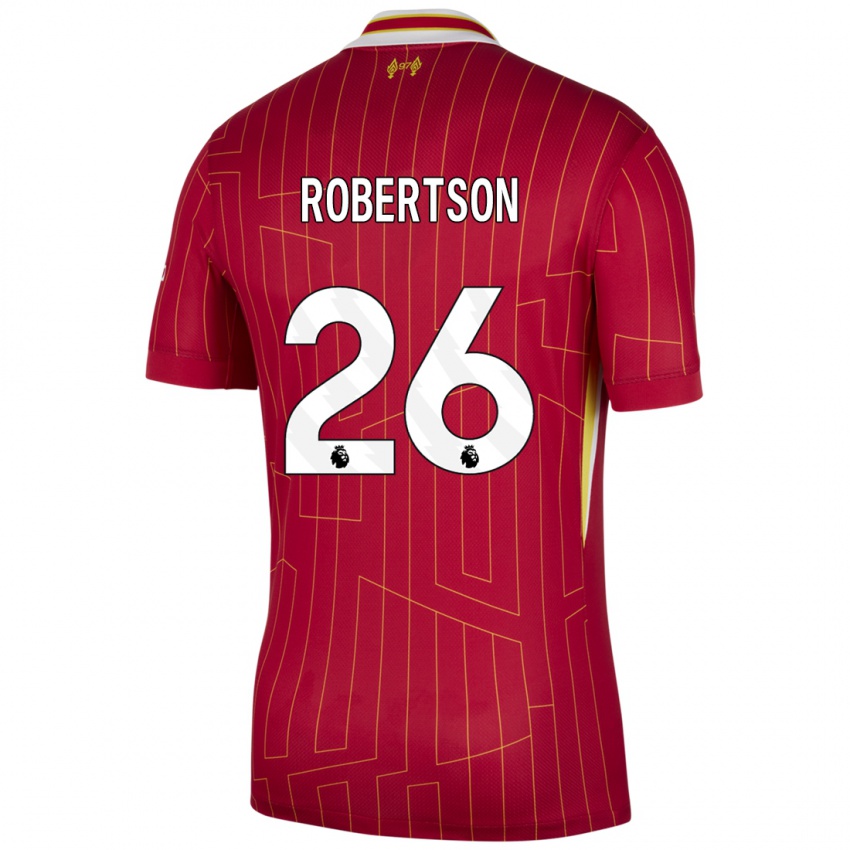 Kinderen Andrew Robertson #26 Rood Geel Wit Thuisshirt Thuistenue 2024/25 T-Shirt België