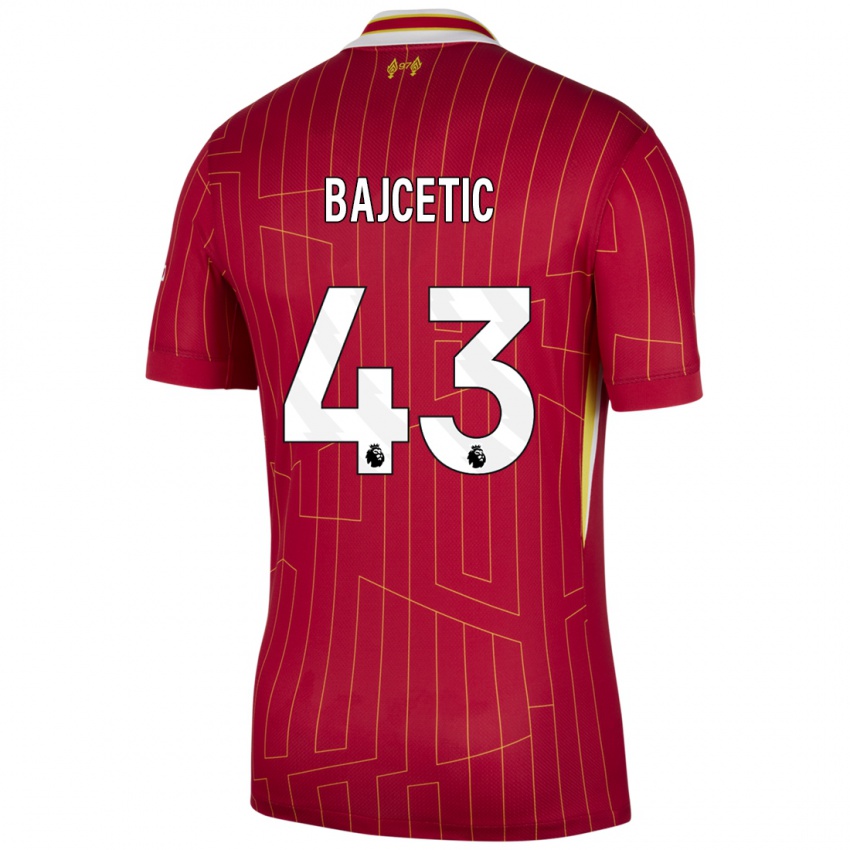 Kinder Stefan Bajcetic #43 Rot Gelb Weiß Heimtrikot Trikot 2024/25 T-Shirt Belgien