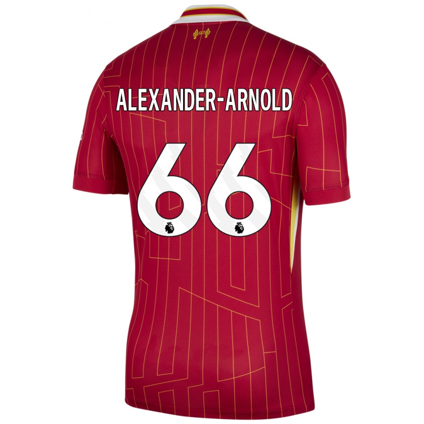 Kinderen Trent Alexander-Arnold #66 Rood Geel Wit Thuisshirt Thuistenue 2024/25 T-Shirt België