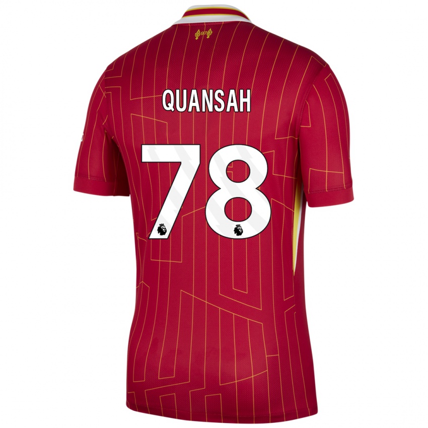 Kinderen Jarell Quansah #78 Rood Geel Wit Thuisshirt Thuistenue 2024/25 T-Shirt België