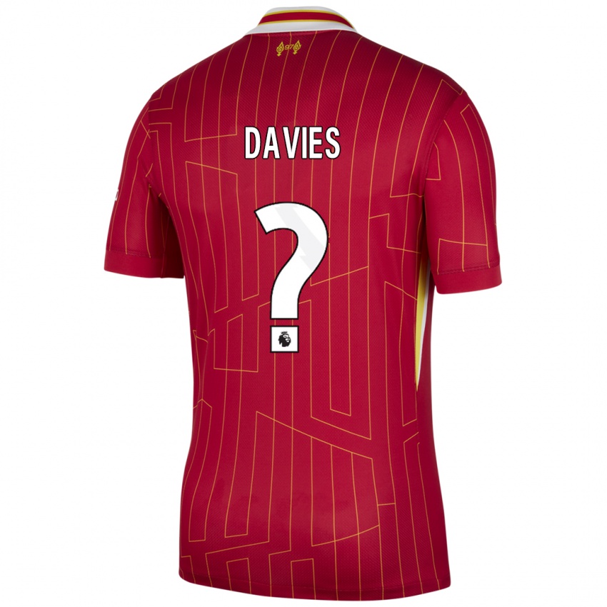 Kinderen Harvey Davies #0 Rood Geel Wit Thuisshirt Thuistenue 2024/25 T-Shirt België