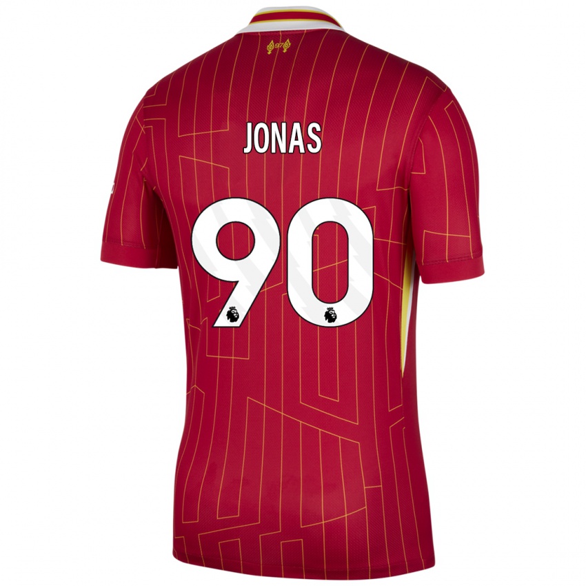 Kinderen Lee Jonas #90 Rood Geel Wit Thuisshirt Thuistenue 2024/25 T-Shirt België