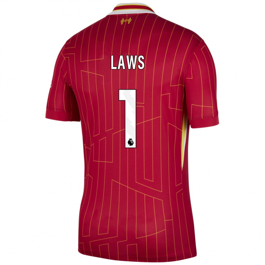 Kinder Rachael Laws #1 Rot Gelb Weiß Heimtrikot Trikot 2024/25 T-Shirt Belgien