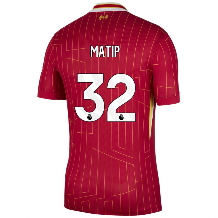 Kinderen Joel Matip #32 Rood Geel Wit Thuisshirt Thuistenue 2024/25 T-Shirt België