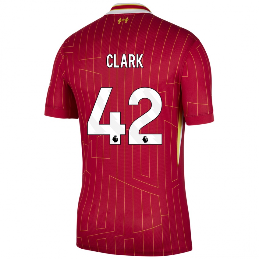 Kinder Bobby Clark #42 Rot Gelb Weiß Heimtrikot Trikot 2024/25 T-Shirt Belgien