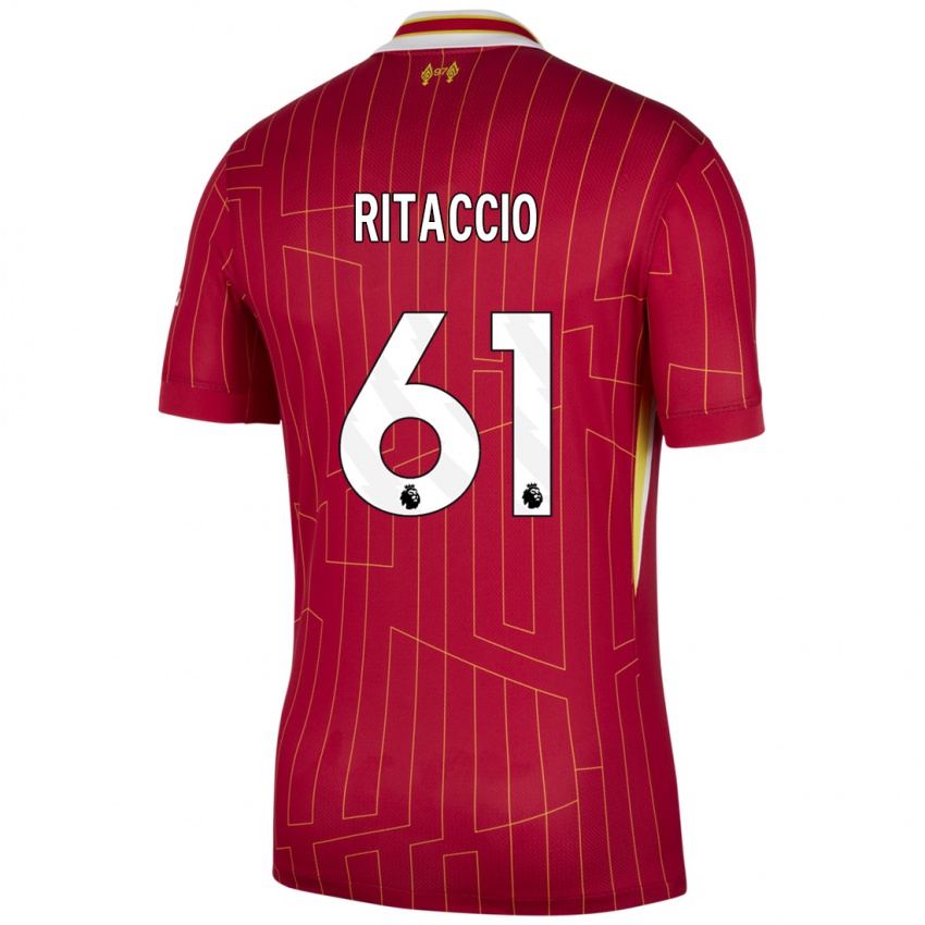 Kinderen Matteo Ritaccio #61 Rood Geel Wit Thuisshirt Thuistenue 2024/25 T-Shirt België