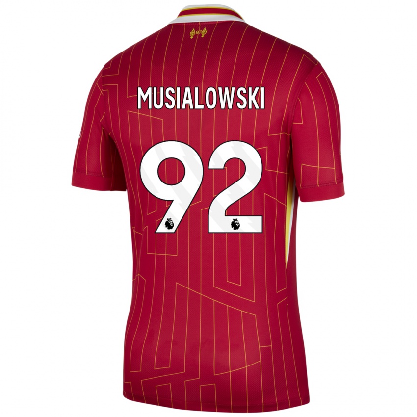 Kinderen Mateusz Musialowski #92 Rood Geel Wit Thuisshirt Thuistenue 2024/25 T-Shirt België