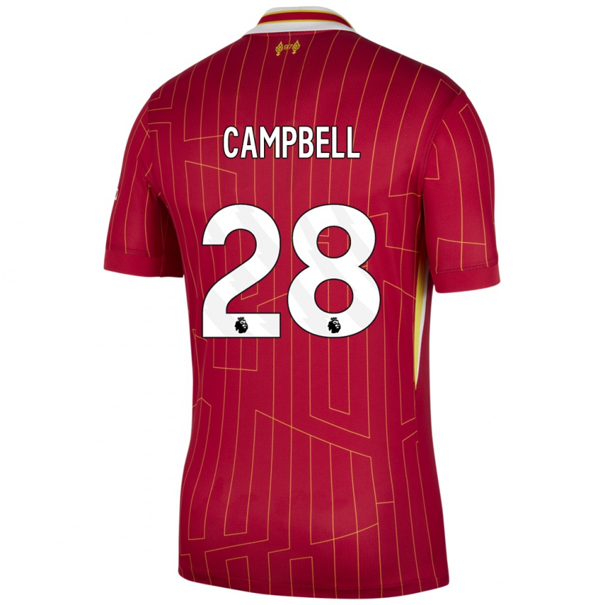 Kinderen Megan Campbell #28 Rood Geel Wit Thuisshirt Thuistenue 2024/25 T-Shirt België