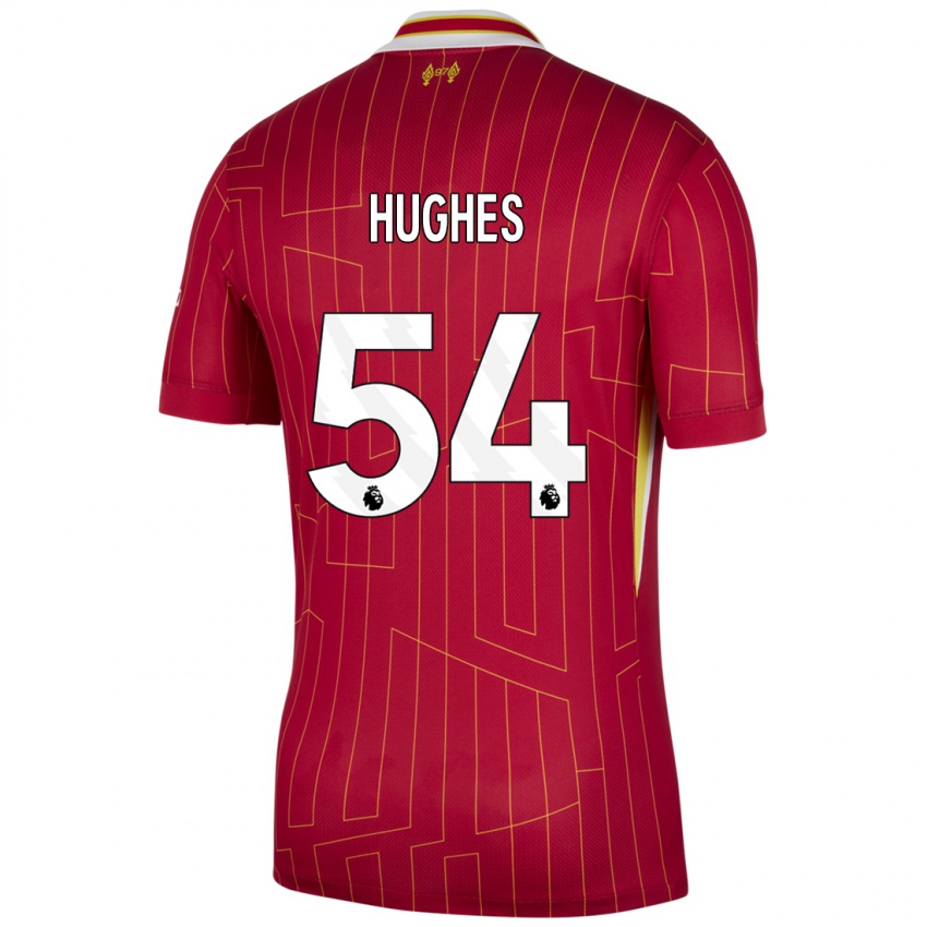 Kinderen Liam Hughes #54 Rood Geel Wit Thuisshirt Thuistenue 2024/25 T-Shirt België