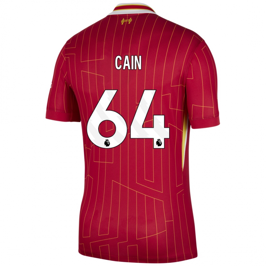 Kinderen Jake Cain #64 Rood Geel Wit Thuisshirt Thuistenue 2024/25 T-Shirt België