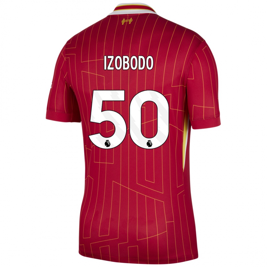 Kinderen Elijah Izobodo John #50 Rood Geel Wit Thuisshirt Thuistenue 2024/25 T-Shirt België