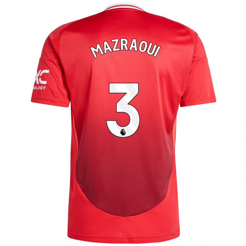 Kinderen Noussair Mazraoui #3 Felrood Thuisshirt Thuistenue 2024/25 T-Shirt België