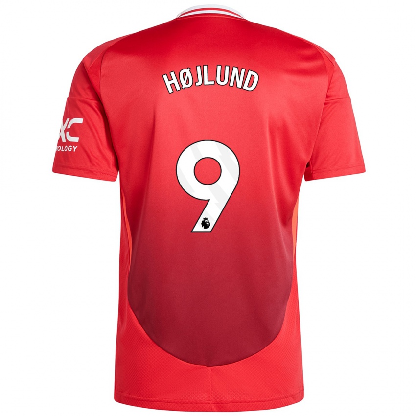 Kinderen Rasmus Højlund #9 Felrood Thuisshirt Thuistenue 2024/25 T-Shirt België