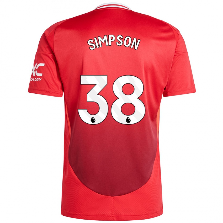 Kinderen Jess Simpson #38 Felrood Thuisshirt Thuistenue 2024/25 T-Shirt België