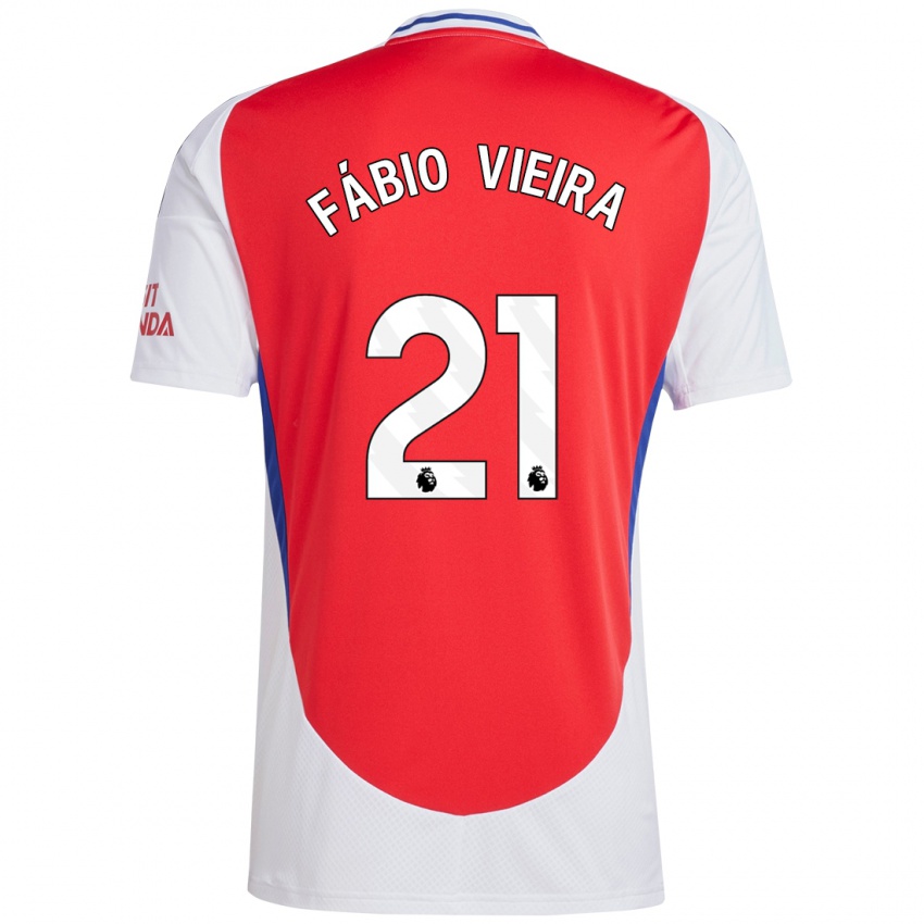 Enfant Maillot Fabio Vieira #21 Rouge Blanc Tenues Domicile 2024/25 T-Shirt Belgique