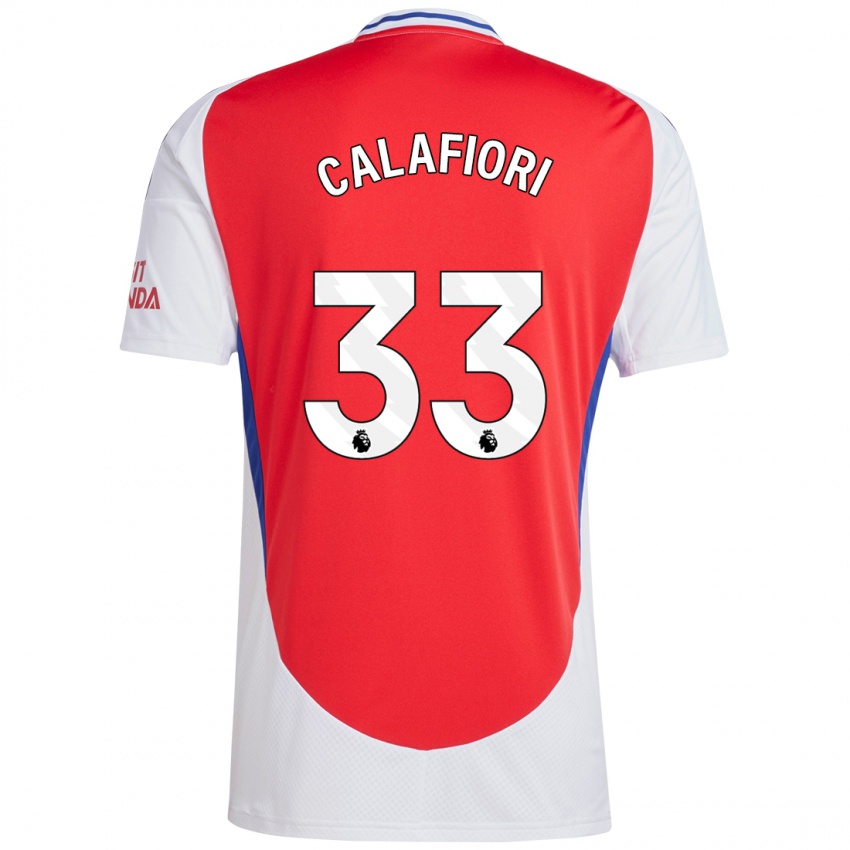 Enfant Maillot Riccardo Calafiori #33 Rouge Blanc Tenues Domicile 2024/25 T-Shirt Belgique