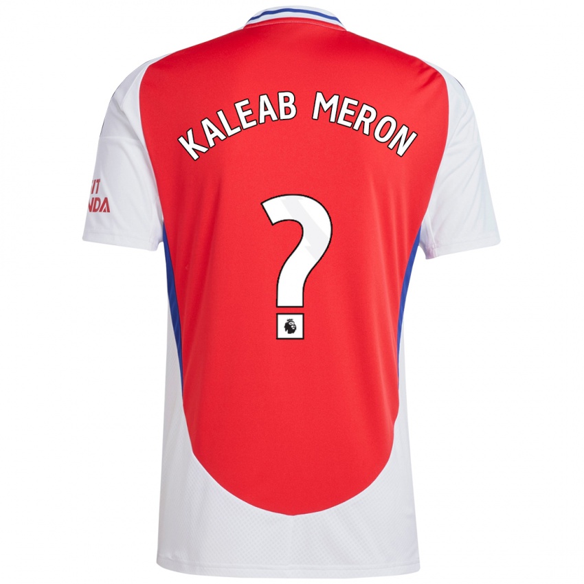 Enfant Maillot Kaleab Meron #0 Rouge Blanc Tenues Domicile 2024/25 T-Shirt Belgique