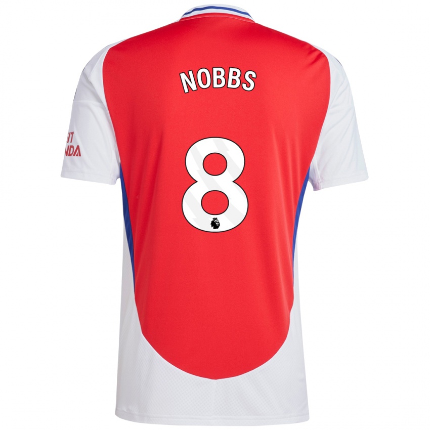 Enfant Maillot Nobbs #8 Rouge Blanc Tenues Domicile 2024/25 T-Shirt Belgique