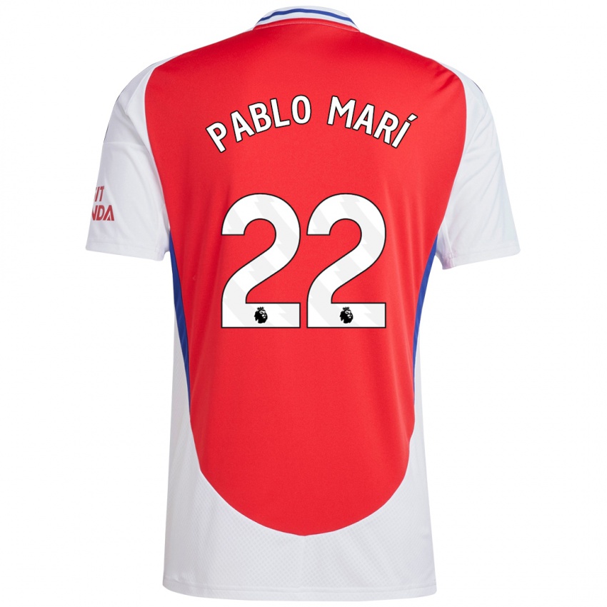 Enfant Maillot Pablo Mari #22 Rouge Blanc Tenues Domicile 2024/25 T-Shirt Belgique