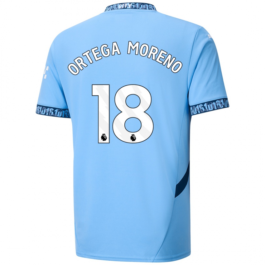 Kinder Stefan Ortega Moreno #18 Marineblau Heimtrikot Trikot 2024/25 T-Shirt Belgien