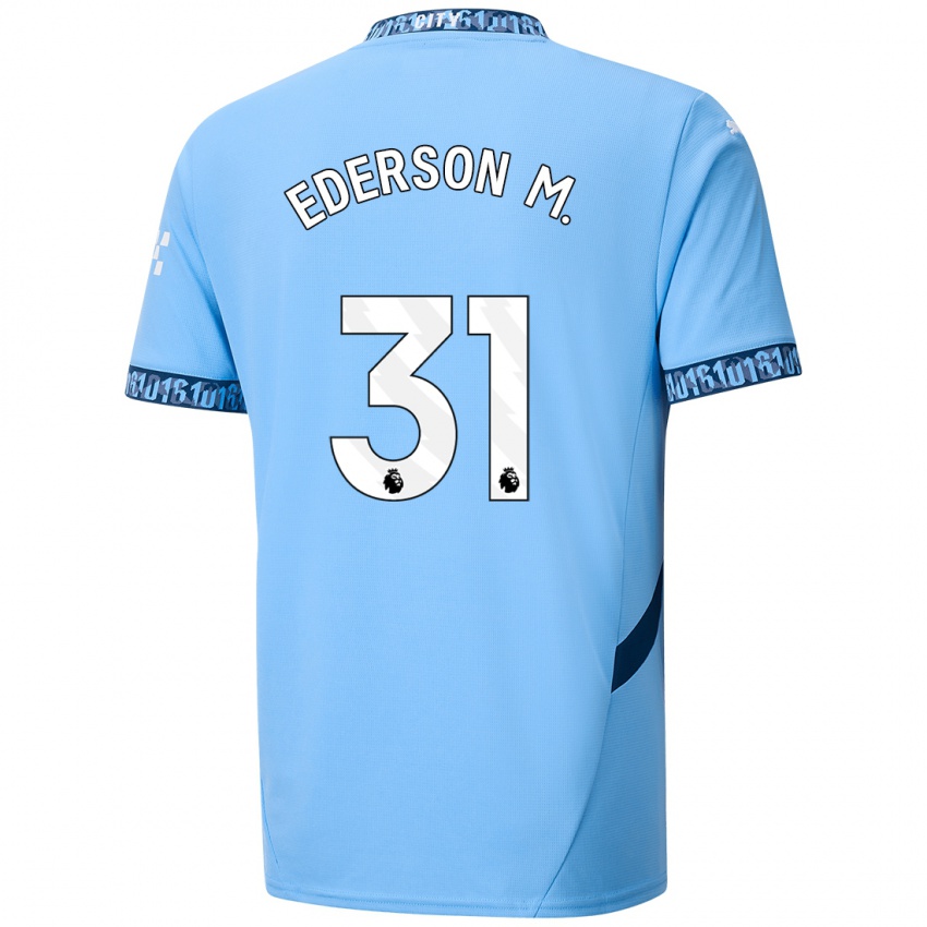 Kinderen Ederson Moraes #31 Marineblauw Thuisshirt Thuistenue 2024/25 T-Shirt België